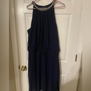 MSK Women size 22W Navy Halter dress with beaded collar